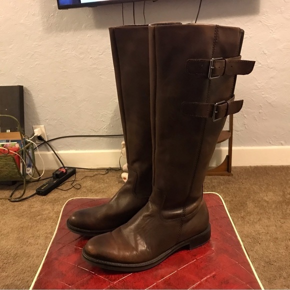 Ecco Shoes - Ecco Women's Brown/Black Sartorelle 25 Tall Buckle Knee High Boot